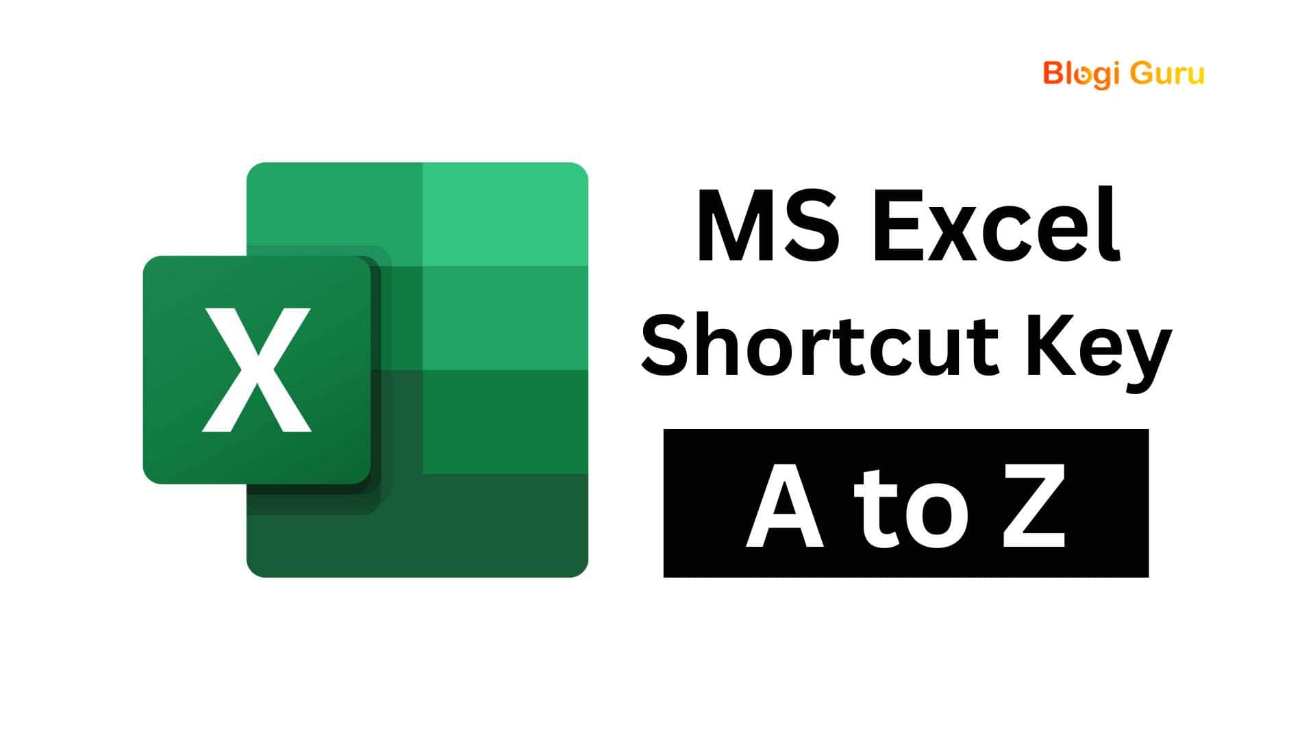 MS Excel Shortcut Key in Hindi